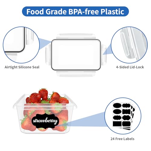 Foto von Withosent Frischhaltedosen mit Deckel 32-teiliges(16 Behälter+16 Deckel), Vorratsdosen Luftdicht Kunststoff Food Container, Gefrierdosen Aufbewahrungsbox für Mikrowelle(1L 840ml 700ml 550ml 350ml)