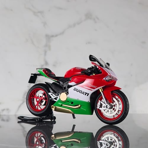Image of Ducati 1199 superleggera Superbike Sporty Diecast Motorcycle Model, Light & Sound Function,1:12 Scale, Red & Green Color