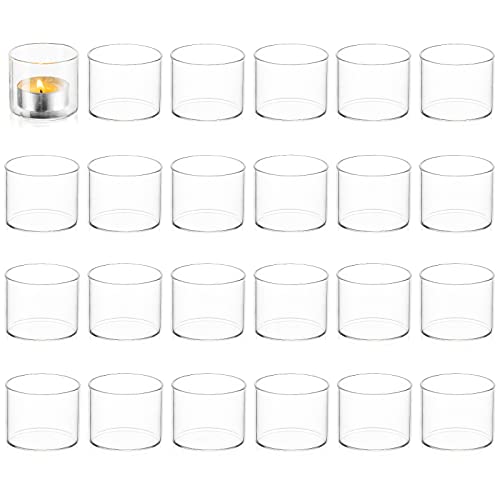 Romadedi Wedding Votive Tea Light Holders, Mini Clear Glass, 24pcs