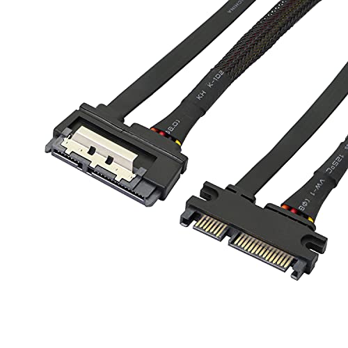 GELRHONR Câble d'extension SATA 22 broches 7+15 SATA mâle vers femelle avec loquet de verrouillage, pour disque dur, SSD, lecteurs optiques (6 Gbit/s) 48,3 cm