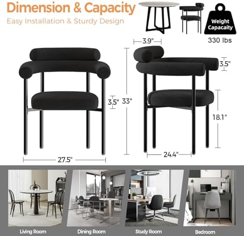 STHOUYN Boucle Dining Chair - Thumbnail 5