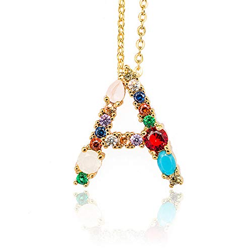 Colar com pingente fashion JENPECH com strass em corrente de clavícula, A-Z 26 colar com letras do a