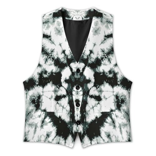 Black Gray Color Tie Dye Men's Suit Vest Slim Fit V-Ncek Waistcoat Business Casual Vest3