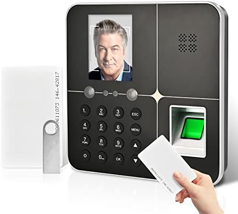 GELTTULU Fingerprint Time Clocks for Employees, 4 in 1 Attendance Machine with Fingerprint, Face, RFID and Password for Business and Office, 2.4 inch TFT LCD Scree