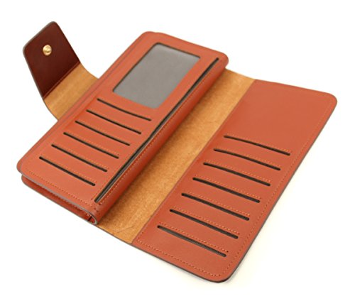 Business Style Men's Genuine Spainsh cow Leather Wallet Organizer with 24 Card Slots (Brown)2