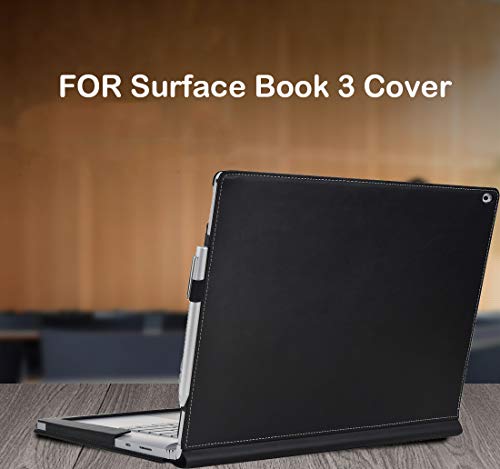 Microsoft Surface Book 3/2 15 Inch Pu Leather With Stand Case Laptop Sleeve Tablet Folio Case 15" Surface Book 3/2/1 Detachable Cover Black #TOP5