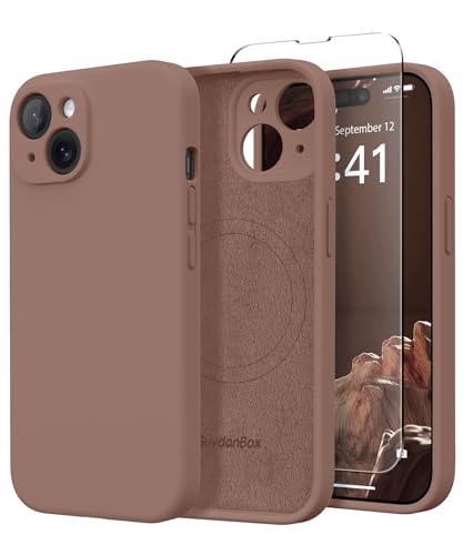 Image of Magnetic for iPhone 15 Plus Case, Compatible with MagSafe, [Full Camera Protection][Screen Protector] Silicone Shockproof Protective Phone Case for iPhone 15 Plus 6.7 inch, Brown