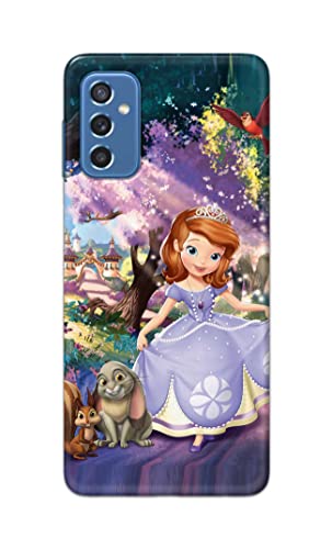 Image of PRINTFIDAA Cartoon Little Girl with Crown and Pet Animals Printed Designer Hard Case for Samsung Galaxy M52 5G Back Cover -(e) RPM1008