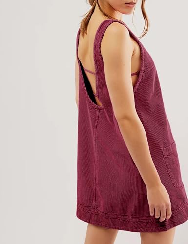 Hooever Women'S Corduroy Overall Dress Round Neck A Line Skirtall Jumper Mini Dress Pinafore With Pockets thumb #3