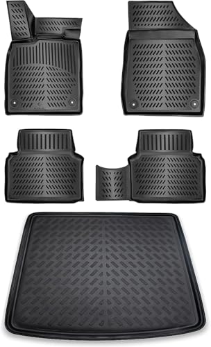 ELMASLINE 3D Tapis de Sol et Tapis de Coffre pour Citroën E-c3 Aircross (2024-2025) ë-C3 électrique (Plancher de Chargement supérieur) | Tapis de Voiture...