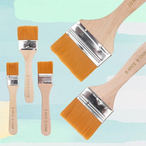 5 Stück Pinsel,Flachpinsel-Set 5-teilig,lackpinsel,malerpinsel,flachpinsel,lasurpinsel Holz außen,Flachpinsel mit Holzstiel,Pinselset,für Kunst Farben Malerbedarf Malerei