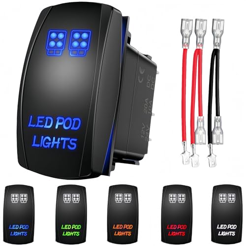 Laser Etched LED POD Lights Rocker Switch 5 Pin, 12V/20A 24V/10A ...