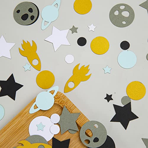 200Pcs Space Party Confetti - First Trip Around The Sun, Outer Space Galaxy Theme Birthday Decorations, Stars, Rockets, Planets Confetti, Space Themed Party Table Decorations, Space Party Supplies