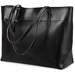Kattee Vintage Genuine Leather Tote Shoulder Bag for Women Satchel Handbag with Top Handles