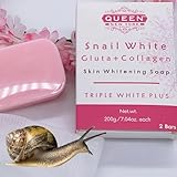 QUEEN SNAIL SECRET | Whip Soap Glutathione Collagen Skin Brightening Soap-Glowing,Radiance Skin, Dark Spots, Rejuvenate, Uneven Skin Tone|NO SLS NO Paraben Cruety Free (2 Bars)