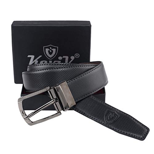 Image of Keviv PU-Leather Formal, Casual & Reversible Belts For Men (Black /Brown) (GB-)