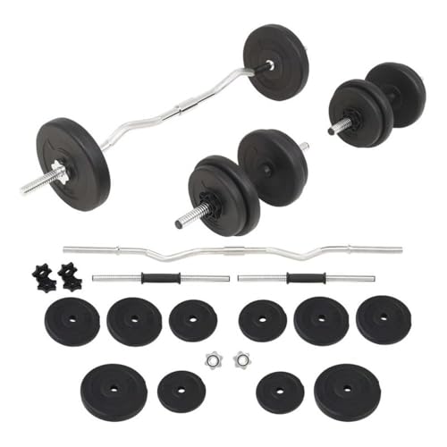Pemberly Row 66.1lb Barbell & Dumbbell Set in Black