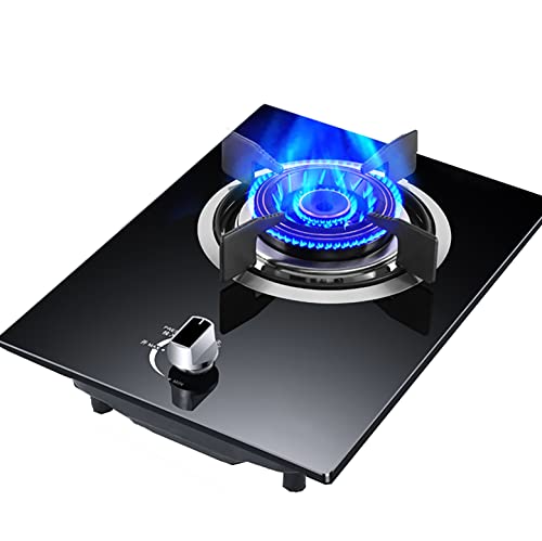 Aouoeeo Placa de Gas, Encimera de Gas, Cocina de Gas de sobremesa con Quemador de Vidrio Templado Negro, integrada, 4-5 kW
