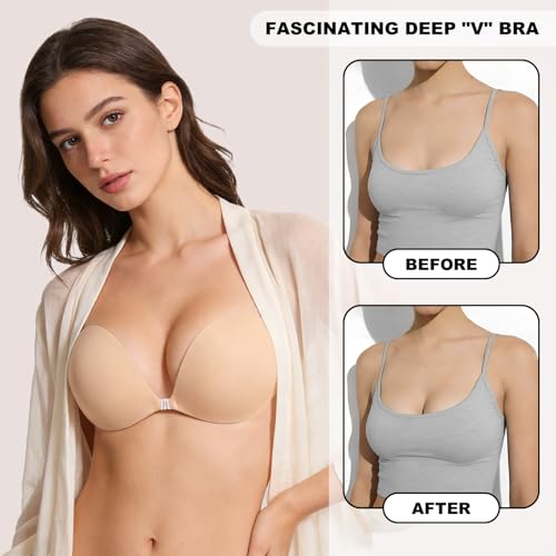 Image of MITALOO Adhesive Bra Invisible Sticky Strapless Push up Backless Reusable Silicone Covering Nipple Bras