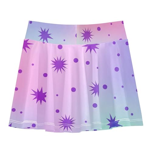 Cute Comfy Girls Skorts Athletic Shorts Tennis Skirts Kids Butterfly Skirt Purple Stars Soft Pastel Gradient 4t2