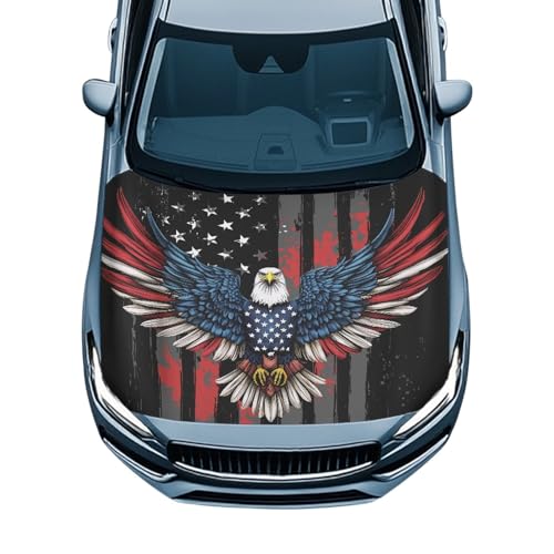 Image of Eagle Car Hood Cover Auto Hood Decoration and Protection American Flag Car Bonnet Cover Waterproof All-Season Protection Automotive Accessories for Sedans SUVs Cars