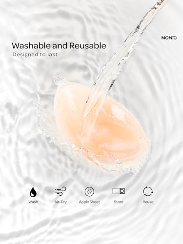 Image of NONIO Adhesive Bra Strapless Sticky Invisible Push up Reusable Silicone The Best Off Backless Viscous for Women (US, Cup Band, F, Nude)