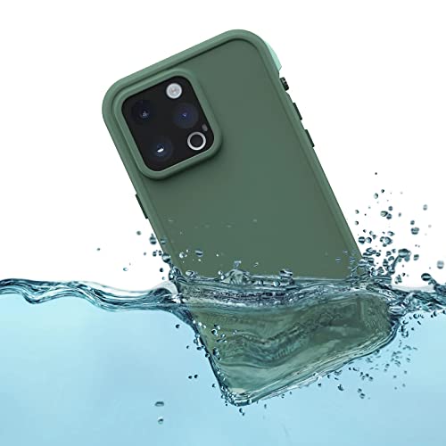 Image of OtterBox FRE Series Waterproof Case with MagSafe (Designed by LifeProof) for iPhone - Non-Retail Packaging (Dauntless Green, iPhone 14 Pro Max)