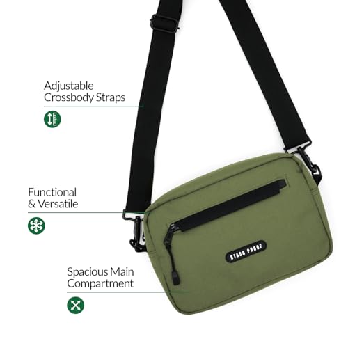 Cross-body and Shoulder Bag for Unisex Carbon Lined for Hiking, Outdoors, Gym, Festival, Carnival, and Travel, Green3