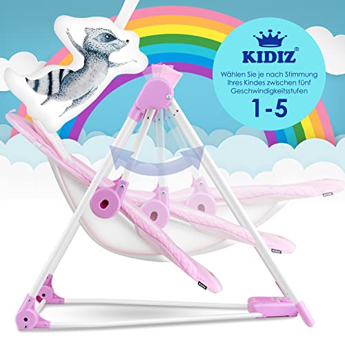 KIDIZ® Babywip, babyschommel met 5 snelheidsinstellingen, inklapbare babywipschommel, kinderstoel met speelboog… - Image 4