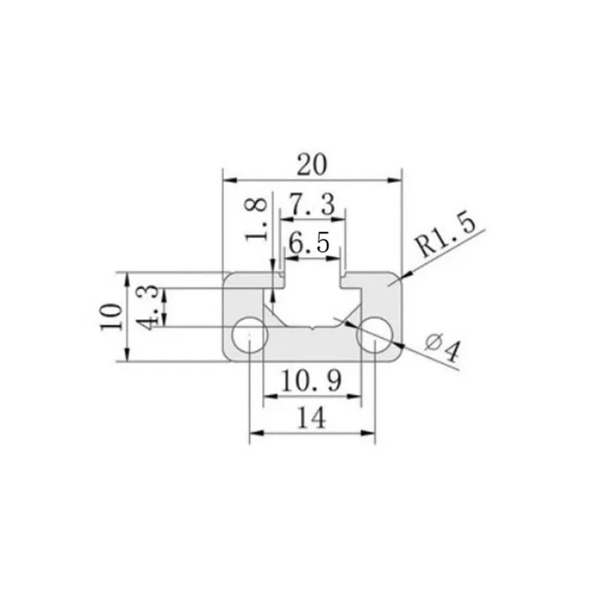 GTPBAO 2 pezzi 1020 Profilo in alluminio anodizzato Standard europeo 10x20mm Guide di estrusione lineare for rack Staffa for telaio for armadio Binario estruso(550mm long)