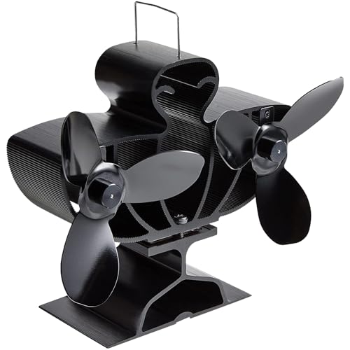 Oxtxuzdm Ventilador para Chimeneas con Ahorro De Energía Ventiladores Estufa Accionados por Calor Doble Cabezal Estufa Pellet Leña Fácil Instalar Ventilador Chimeneas Doble