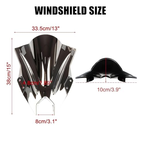 Image of Windshield for NINJA500 SE 2024 2025 2026, PSLER Windscreen Double Bubble Wind Deflector Protector Fairing for NINJA500 SE Ninja 500 2024 2025 2026 (Silver)