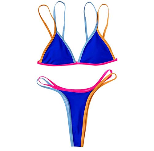 Bikini deux pièces bleu côtelé taille haute, confort et maintien en V