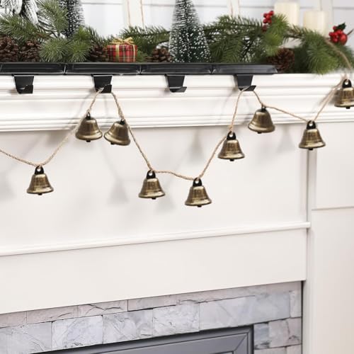 Christmas Mantel Decor Garland, Vintage Traditional Rustic Christmas Bell Banner