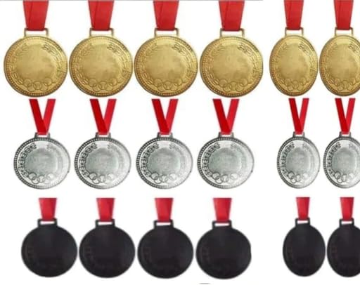 Swastik Enterprises Gold Silver Bronze Medals with Neck Ribbon – Winner Award Medals for Sports, Competitions, Events & School Rewards – Pack of 18-picture-10