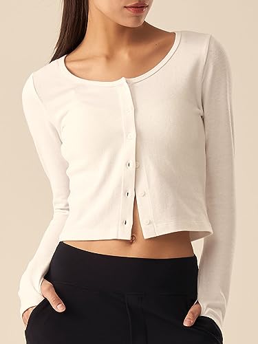 Women's Button Down Long Sleeve Crew Neck Soft Lightweight Cozy Knit Cardigan Sweater2