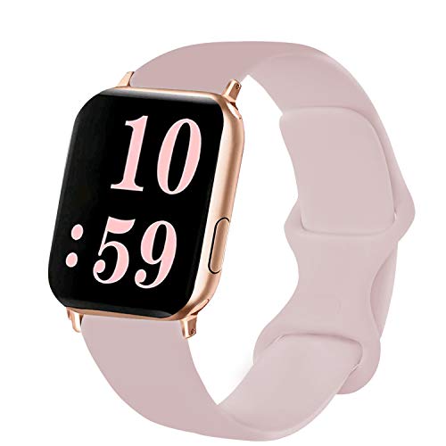 VATI Sport Band Compatible for Watch Band 38mm 40mm, Soft Silicone Sport Strap Replacement Bands Compatible with Watch SE/6/5/4/3/2/1, 38MM 40MM S/M (Pink Sand)