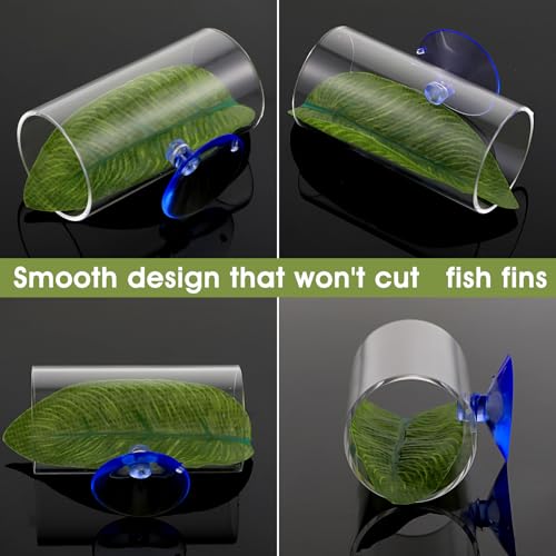 Image of Betta Fish Acrylic Tube Tunnel 1 Pack Betta Fish Shelter Hideaway Fishing Leaf Pad Simulating The Natural Habitat Toys Decor Hideout for Shrimp Cichlid Hiding Breeding