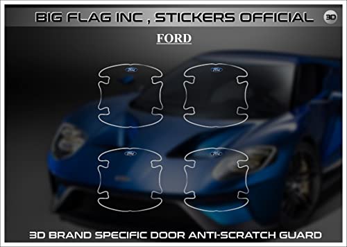 Image of BFRC 3D Gel Finish Car Door Transparent Handle Cup Scratch Guard Sticker Universal for Specific Brand (Pack of 4) (MRDRVAR) (Ford)