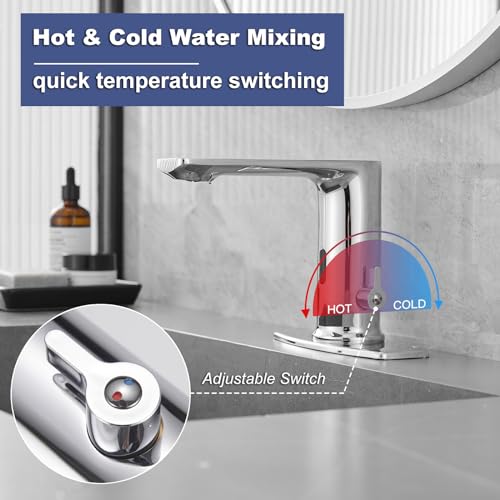 Touchless-Bathroom-Sink-Faucet-Single-Handle-Temperature-Adjustment-Hands-Free-Commercial-Motion-Sensor-Faucet-Electronic-Infrared-Smart-Solid-Brass-Polishe-Chrome