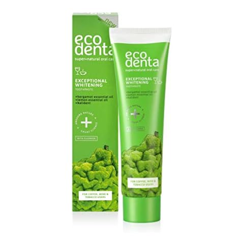 Ecodenta Exceptional Whitening Toothpaste - Teeth Cleaning Plaque Removal Tooth Paste with Bergamot for Smokers Coffee Wine Users 100ml Cover