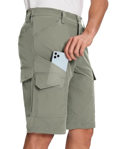 Moosehill Mens-Hiking-Shorts Cargo Lightweight Water Resistant Quick Dry Big & Tall with 8 Pockets for Tactical Work(Sage Green, 34)