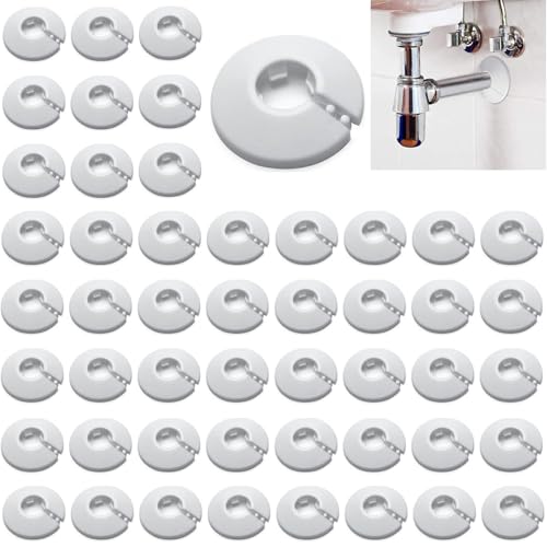 50 Pcs Radiator Pipe Collars White Plastic Pipe Cover Heating Pipe Covers White Rosette for Heating Pipes Plastic Radiator Pipe Covers Pipe Decoration Cover for 16mm Diameter Pipe