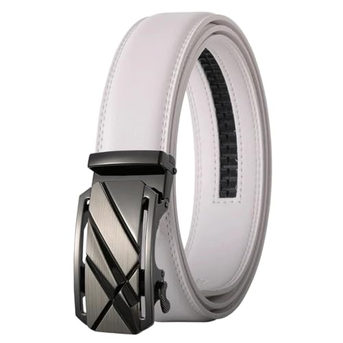 Men Metal Leather Belts Coffee Automatic Buckle Ceinture Belt Adjustable K120s1 115CM