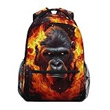 ALAZA Mochila Fierce Gorilla King Kong para meninas, meninos, escola primária, mochila de viagem personalizada, mochila de viagem para 3ª 4ª e 5ª série, mochila para laptop de 16 polegadas