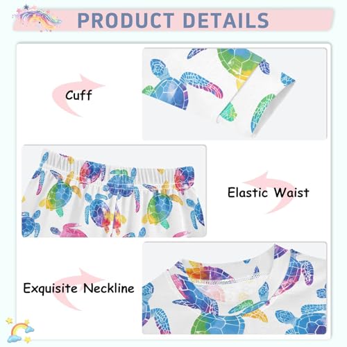 ALAZA Multicolor Watercolor Sea Turtle 2 Piece Pajama Set Long Sleeve Top and Pants Sleepwear Unisex4