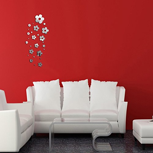 VOSAREA Adesivi murali a Specchio 3D Fiori Art