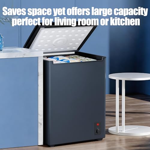 Image of 4.5 Cu. Ft. Small Chest Freezer, Top Door, Mini Deep Freezer,Metal, Freestanding with Removable Basket, for Home Kitchen Office (BLACK, 4.5Cu.ft)