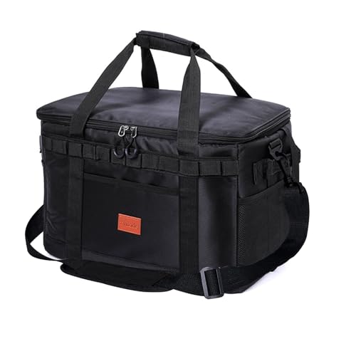 Aipwerer Nevera Portatil 35L, Cooler Pliega Bolsa Térmica para el Camping, Fiesta, Excursión, Playa Colegio Picnic Neveras Portátiles con Abrir Botellas con Chapa (Negro)