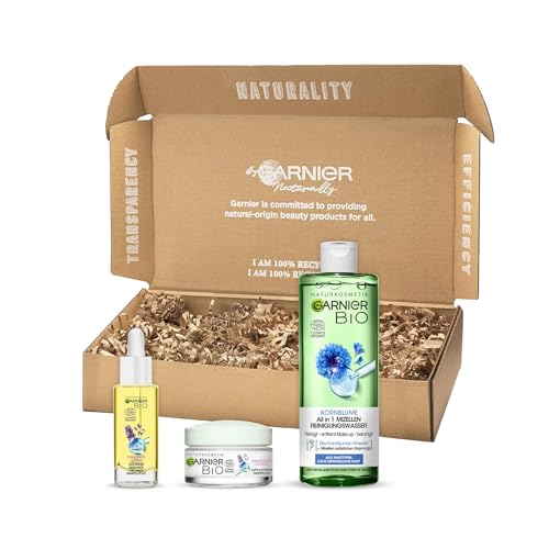 Garnier Anti-Aging Gesichtspflege-Set mit Mizellenwasser, Gesichtsöl und Anti-Falten Creme, Für...